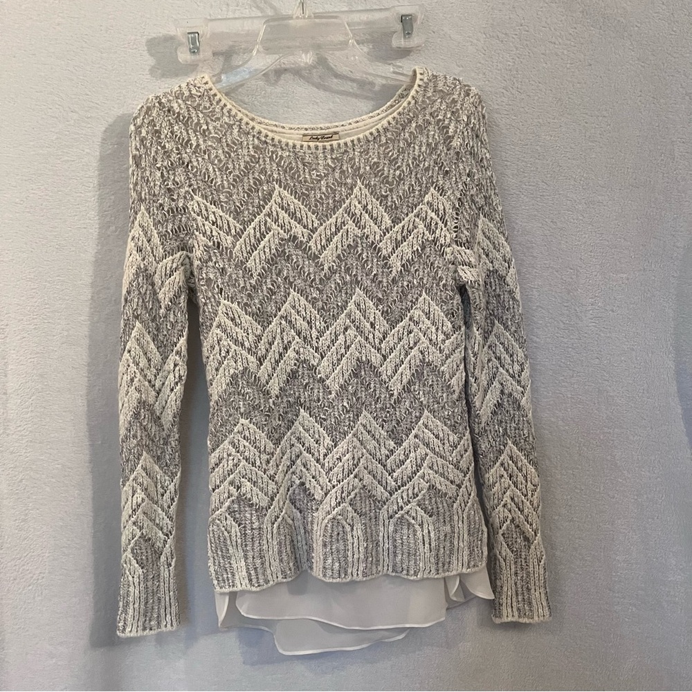 Lucky Brand Gray and Chevron Sweater